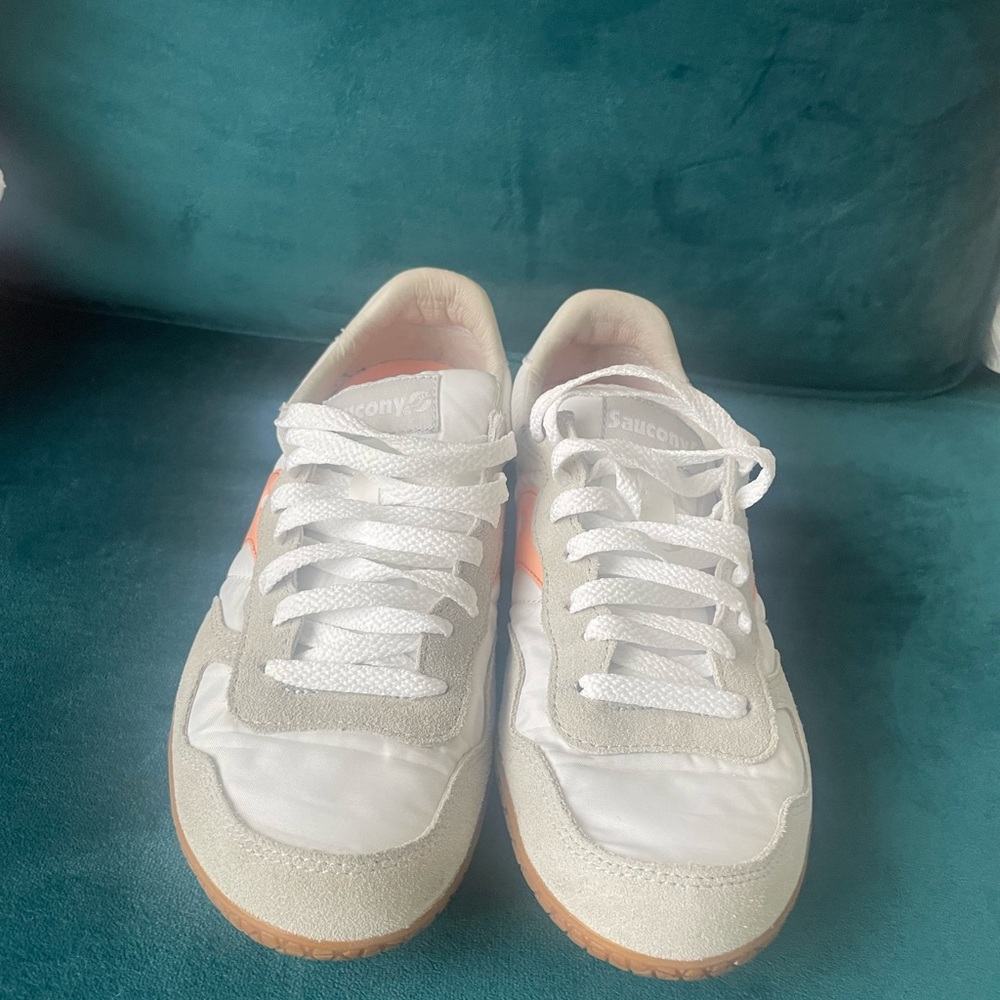 Saucony White and Orange Athletic Shoes